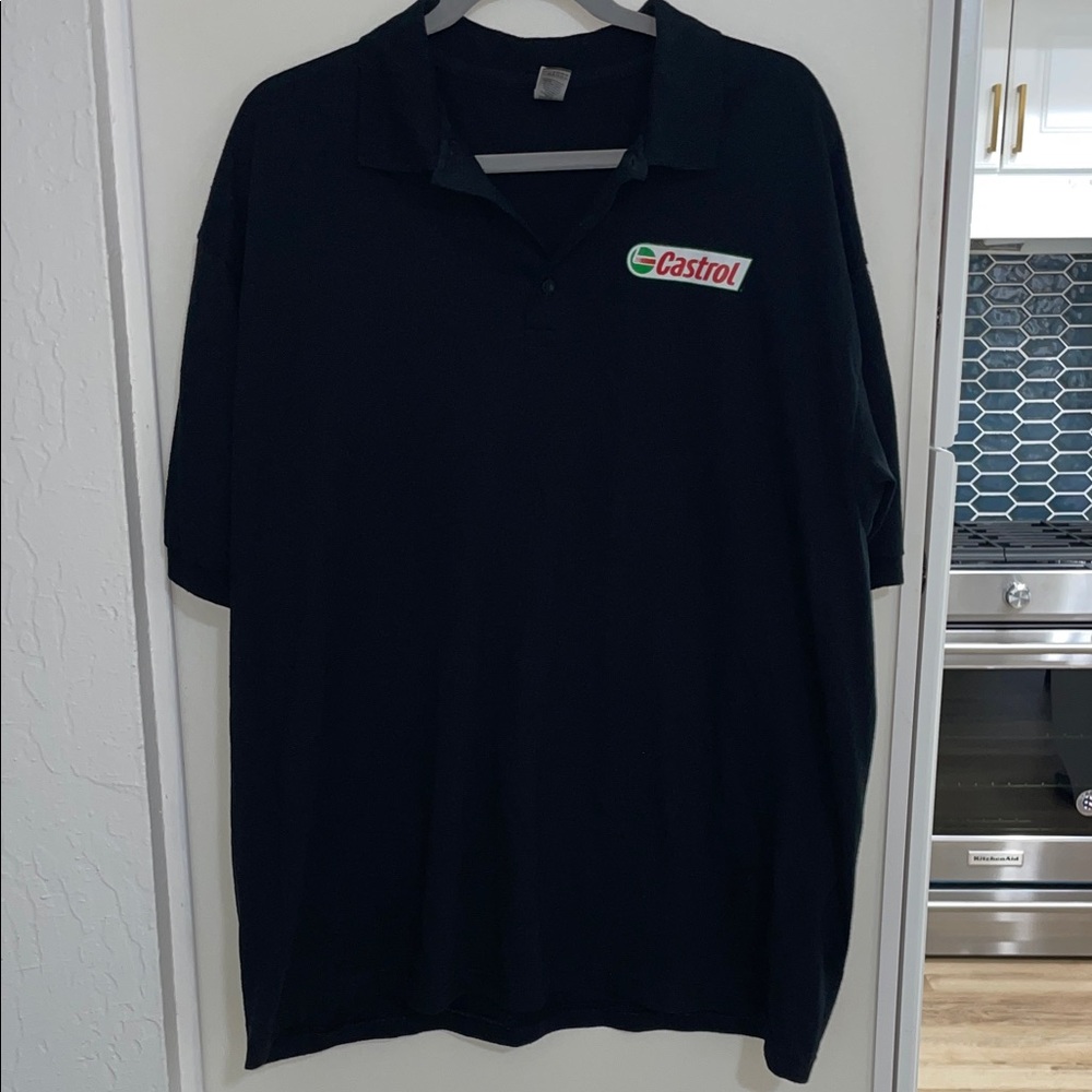Gildan Dry Blend Black Polo Shirt with Castrol Logo | XL